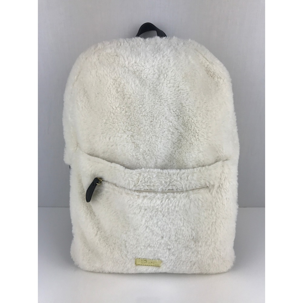 Luv Betsey by Betsey Johnson‎ Backpack White Faux Fur Furry Hood Hooded
